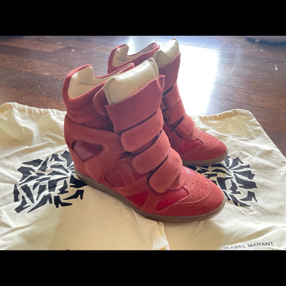 Isabel Marant Wedge Sneakers Red